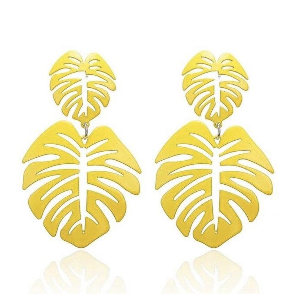 Summer Yellow Leaf Statement Earrings